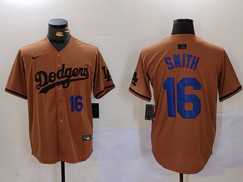Men Los Angeles Dodgers 16 Smith army green joint name 2024 Nike MLB Jersey style 2